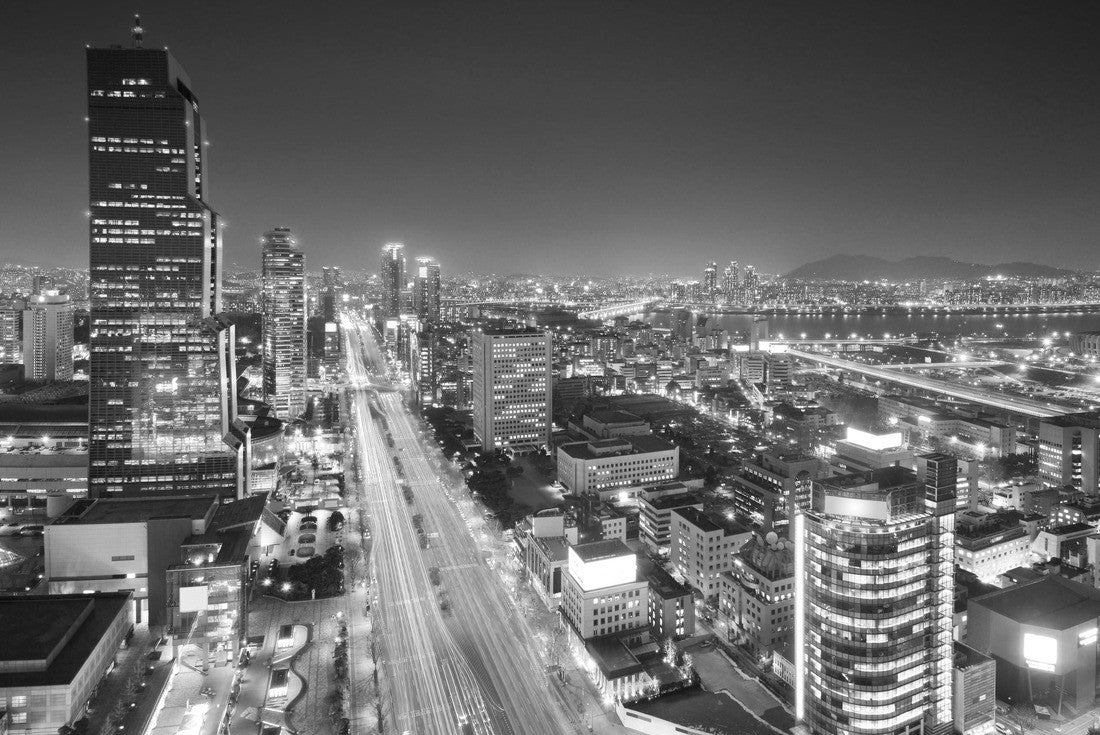Gangnam District, Seoul, South Korea skyline at night 2000pc PuzzleBlack and White