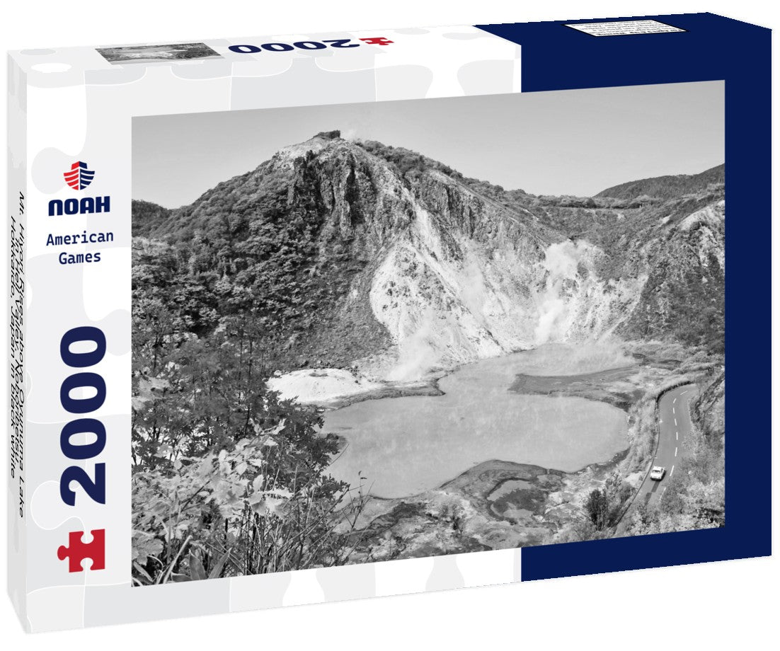 Noah Jigsaw Puzzle Mt. Hiyori Rises above Oyunuma Lake in Hell Valley, Noboribetsu, Hokkaido, Japan in black white 2000 pieces