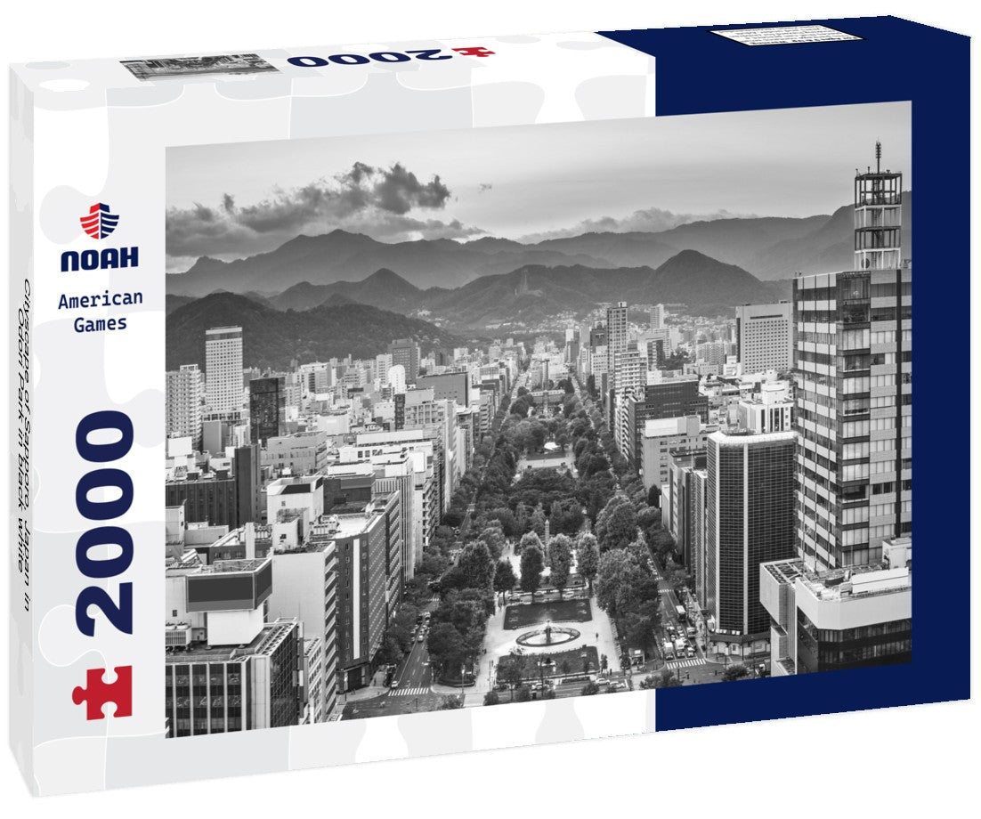 Noah Jigsaw Puzzle Cityscape of Sapporo, Japan in Odori Park in black white 2000 pieces