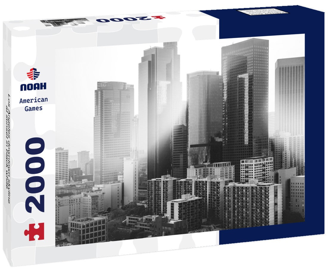 Noah Jigsaw Puzzle Los Angeles downtown skyline at sunset in black white 2000 pieces