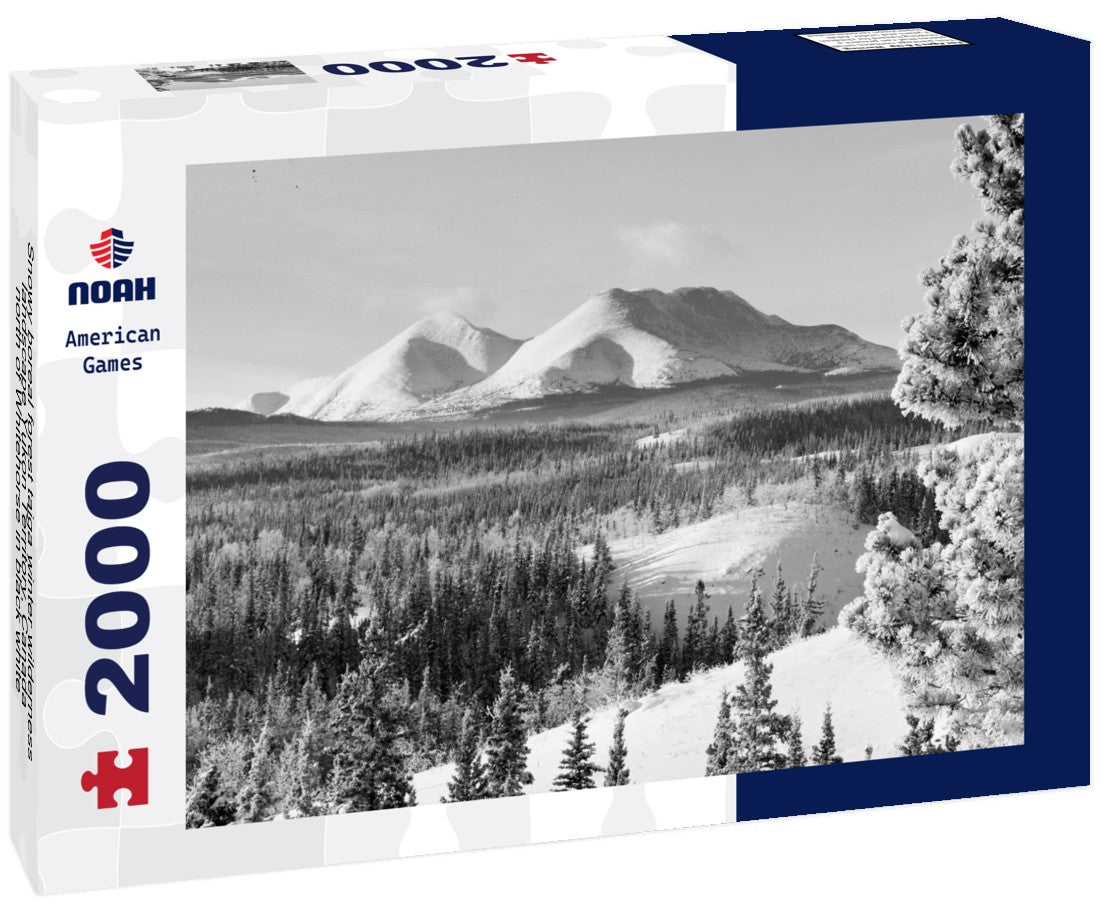 Noah Jigsaw Puzzle Snowy boreal forest taiga winter wilderness landscape Yukon Territory, Canada, north of Whitehorse in black white 2000 pieces