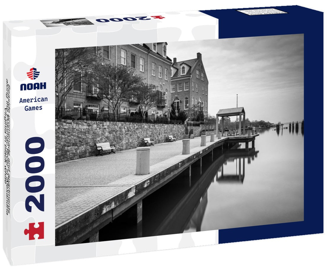 Noah Jigsaw Puzzle Seaside promenade and apartments along the Potomac River in Alexandria, Virginia in black white 2000 pieces