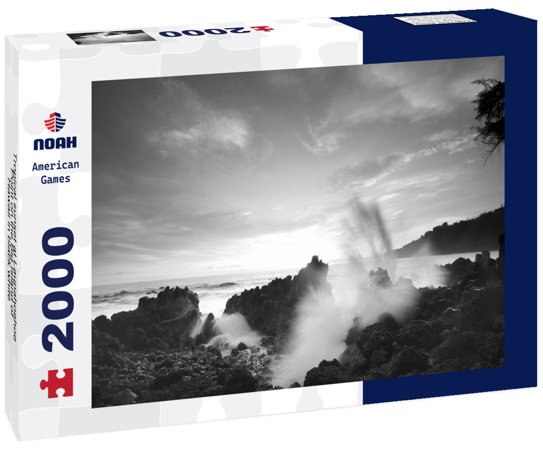 Noah Jigsaw Puzzle Tropical sunset at Laupahoehoe Point on the Big Island of Hawaii in black white 2000 pieces