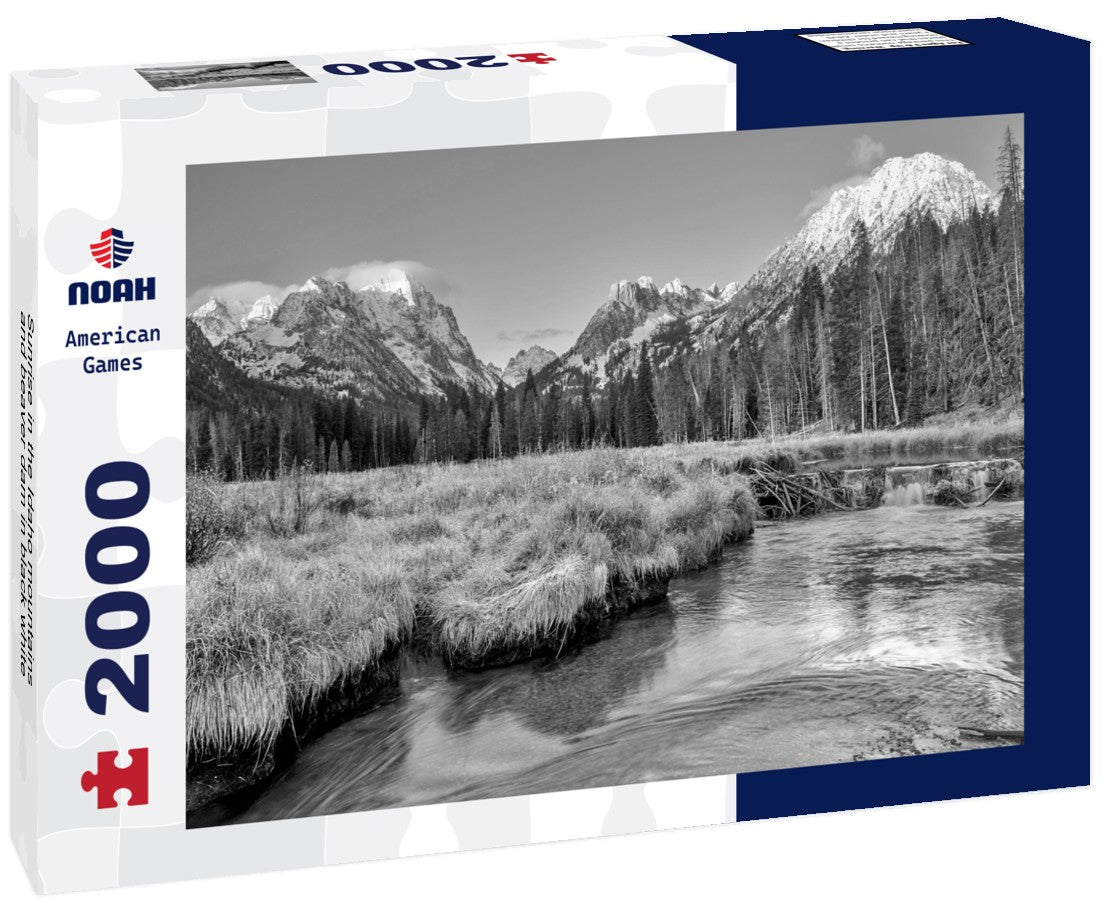 Noah Jigsaw Puzzle Sunrise in the Idaho mountains and beaver dam in black white 2000 pieces