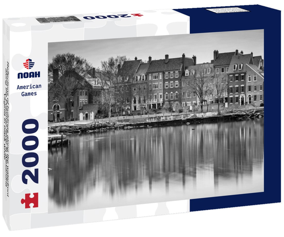 Noah Jigsaw Puzzle Reflections of buildings along the waterfront along the Potomac River in Alexandria, Virginia in black white 2000 pieces