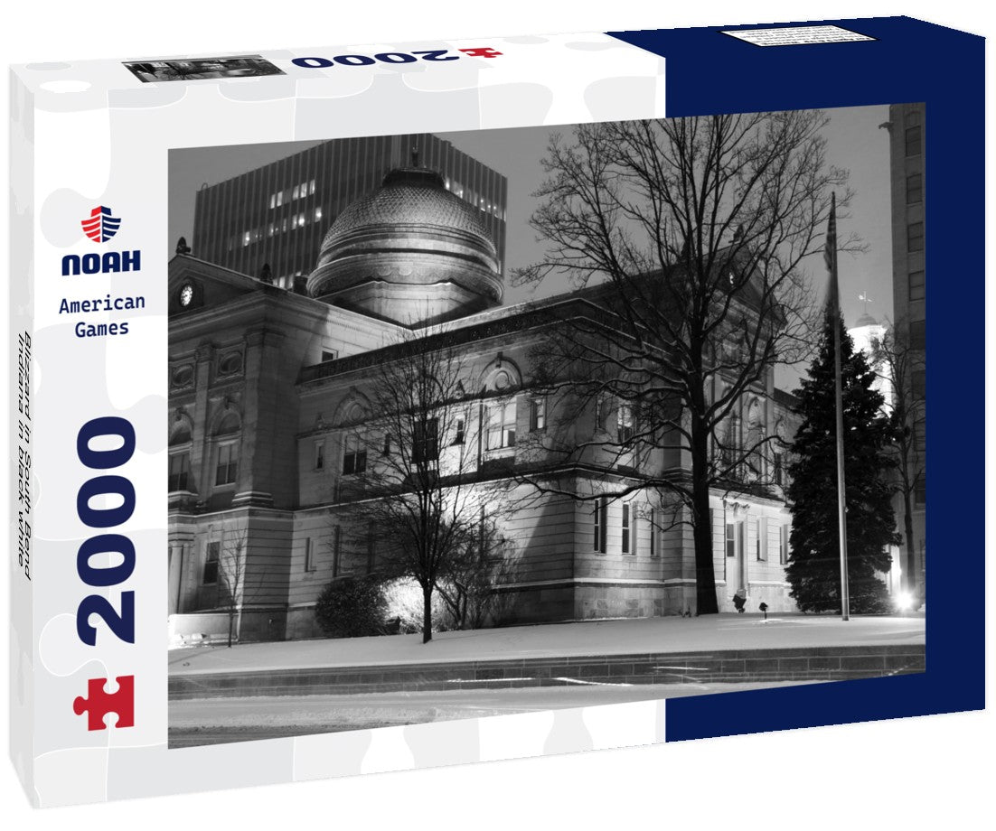 Noah Jigsaw Puzzle Blizzard in South Bend, Indiana in black white 2000 pieces