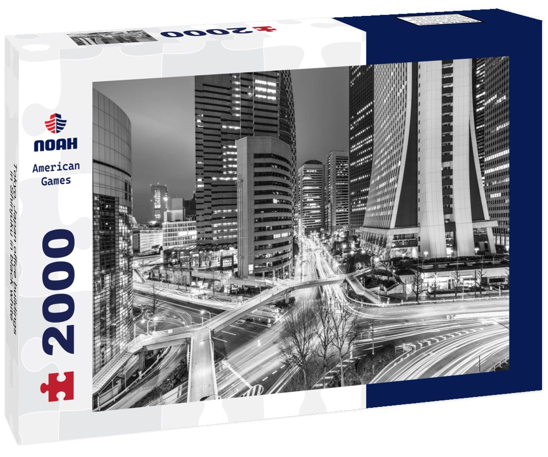 Noah Jigsaw Puzzle Tokyo, Japan office buildings in Shinjuku in black white 2000 pieces