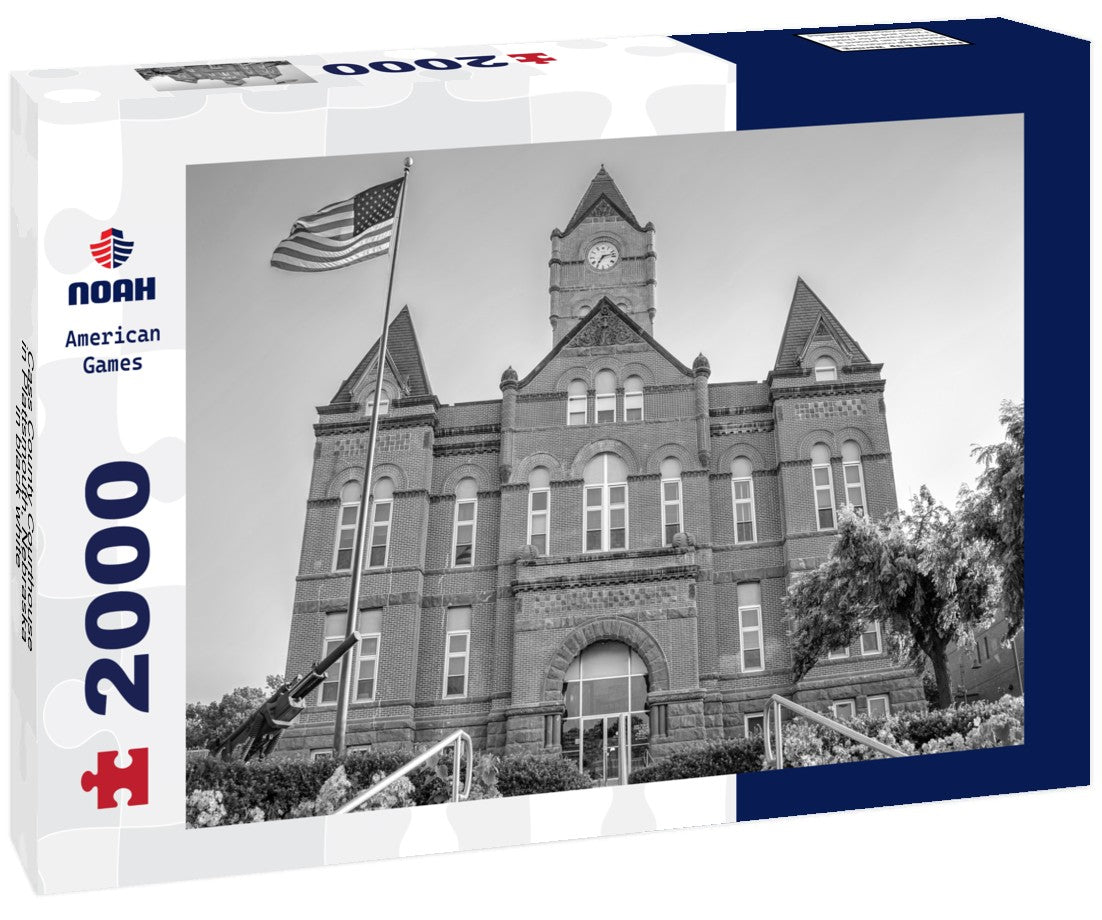 Noah Jigsaw Puzzle Cass County Courthouse in Plattsmouth, Nebraska in black white 2000 pieces
