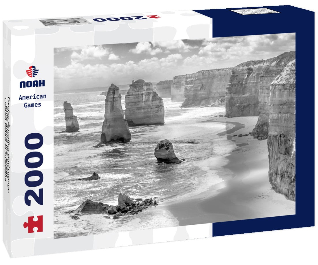 Noah Jigsaw Puzzle Twelve Apostles and orange cliffs along the Great Ocean Road in Australia in black white 2000 pieces