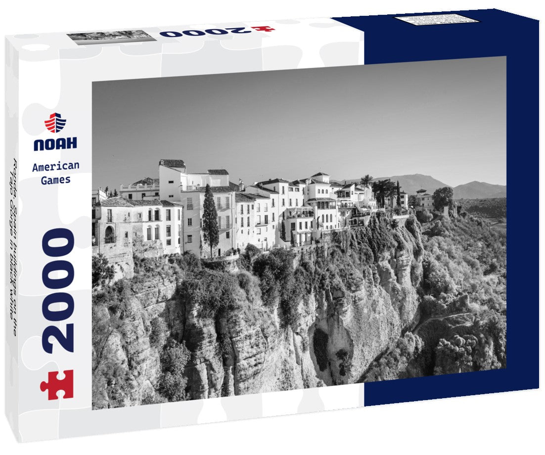 Noah Jigsaw Puzzle Ronda, Spain buildings on the Tajo Gorge in black white 2000 pieces