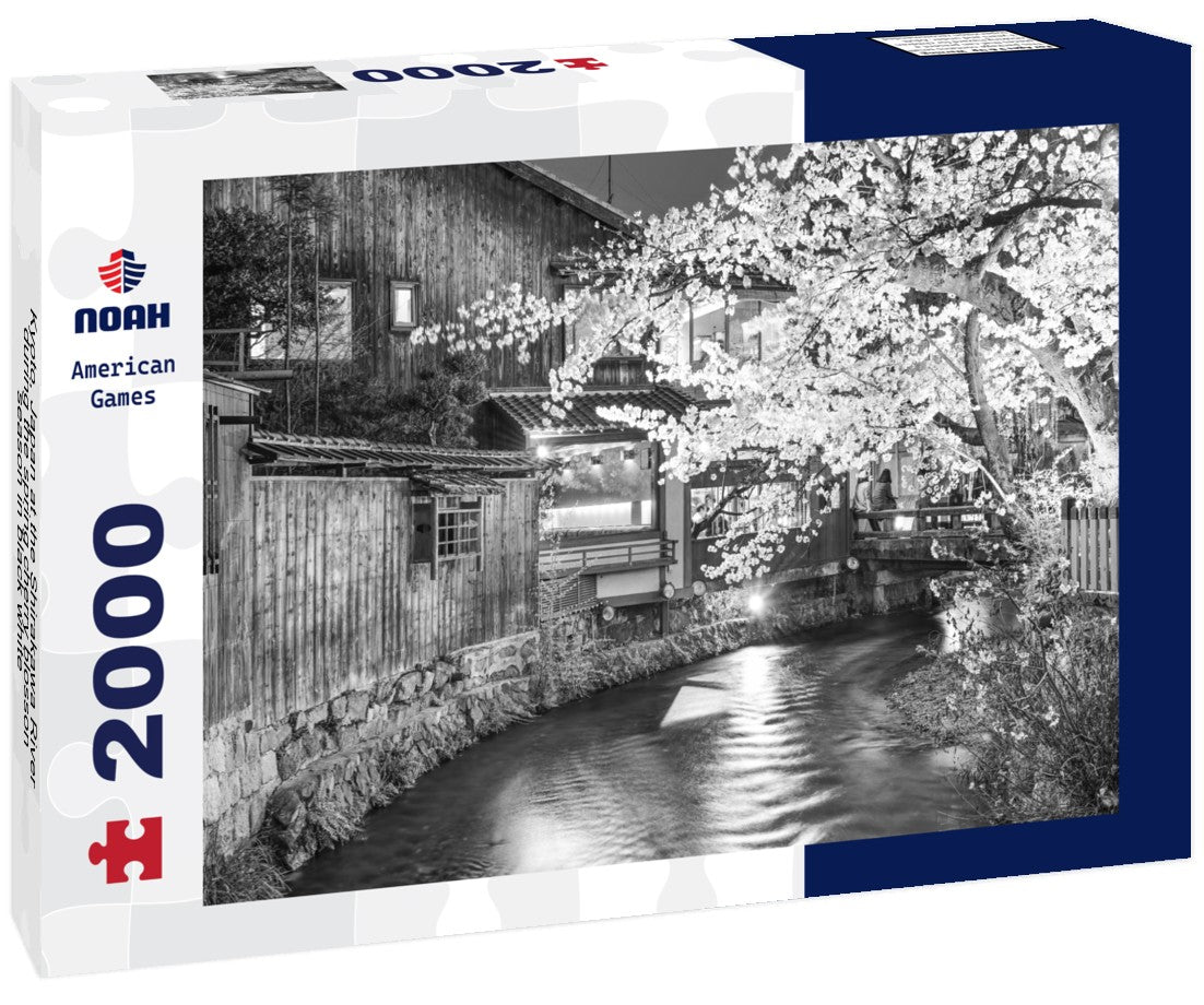 Noah Jigsaw Puzzle Kyoto, Japan at the Shirakawa River during the spring cherry blosson season in black white 2000 pieces