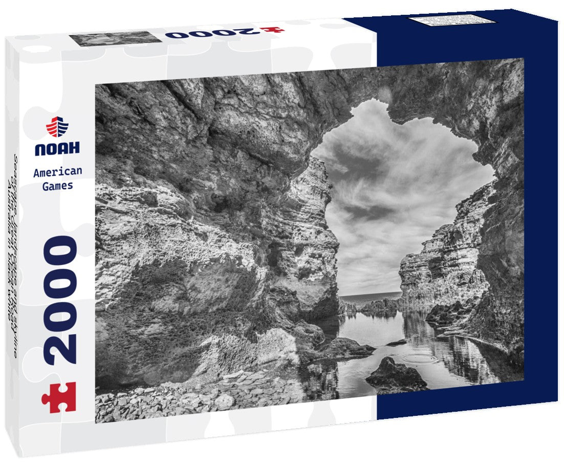 Noah Jigsaw Puzzle Seascape, landscape and skyline of the Great Ocean Road, Australia in black white 2000 pieces