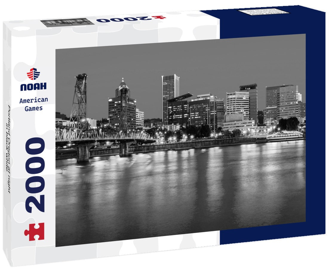 Noah Jigsaw Puzzle Portland Oregon at night in black white 2000 pieces