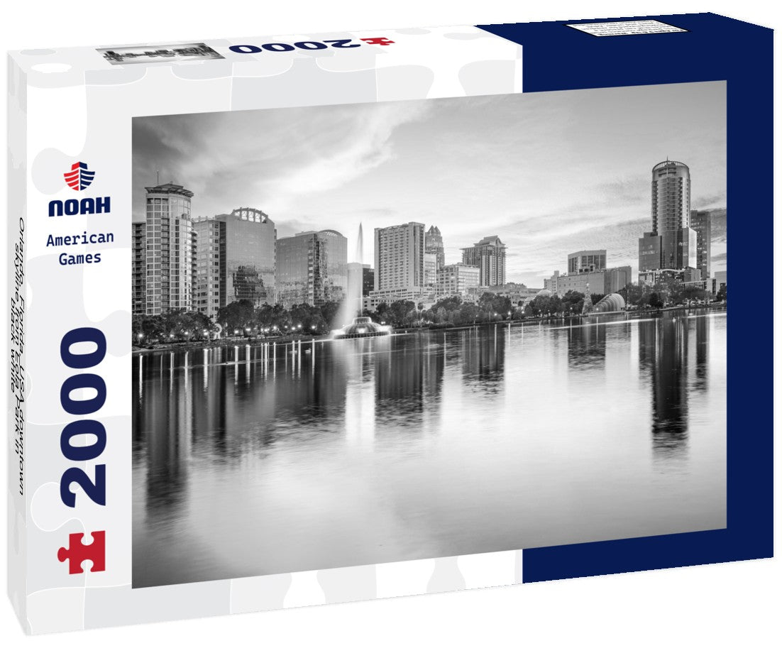 Noah Jigsaw Puzzle Orlando, Florida, USA downtown skyline from Eola Park in black white 2000 pieces