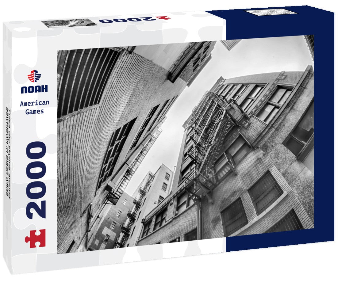 Noah Jigsaw Puzzle Tulsa city skyline around downtown in black white 2000 pieces