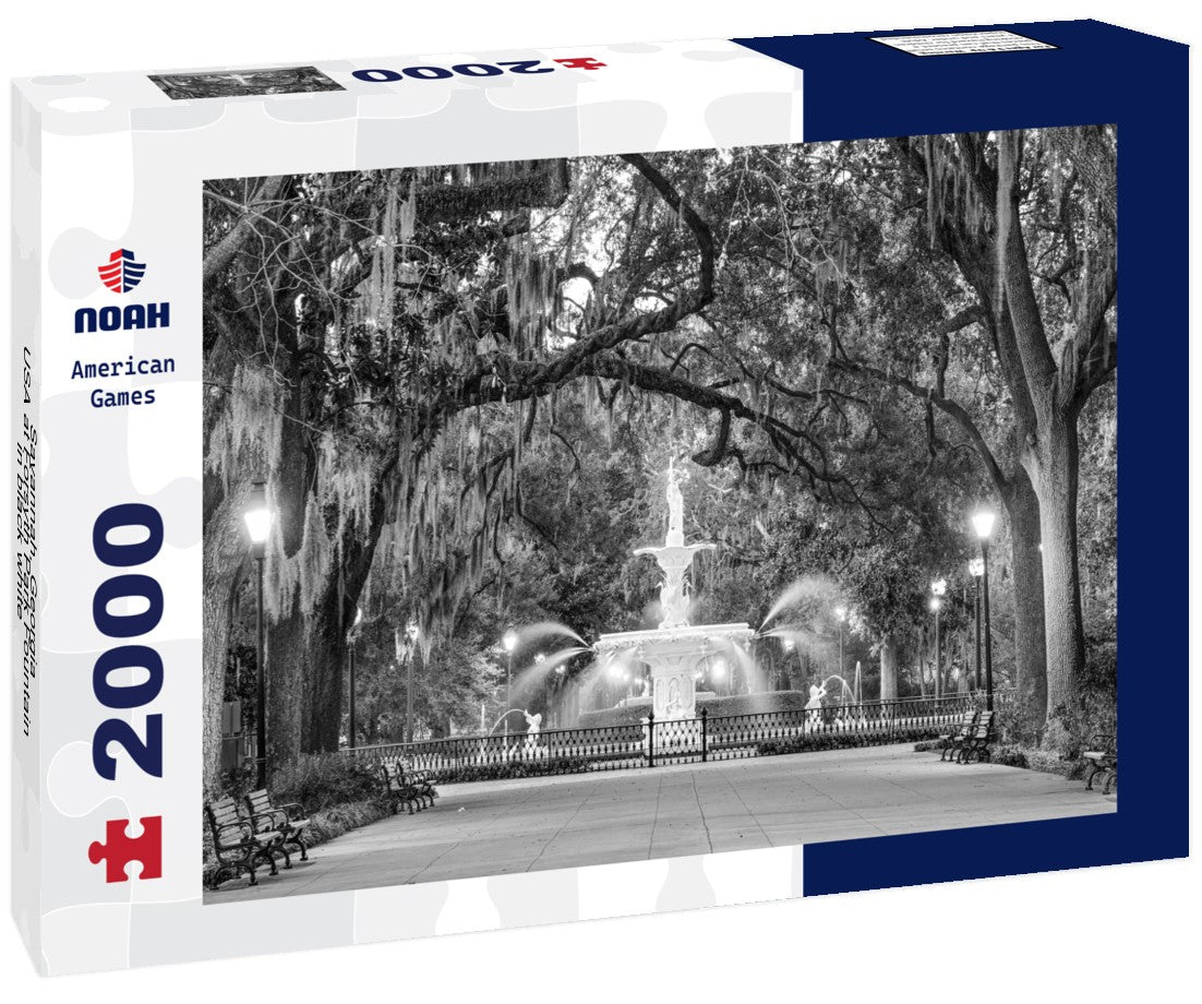 Noah Jigsaw Puzzle Savannah, Georgia, USA at Forsyth Park Fountain in black white 2000 pieces