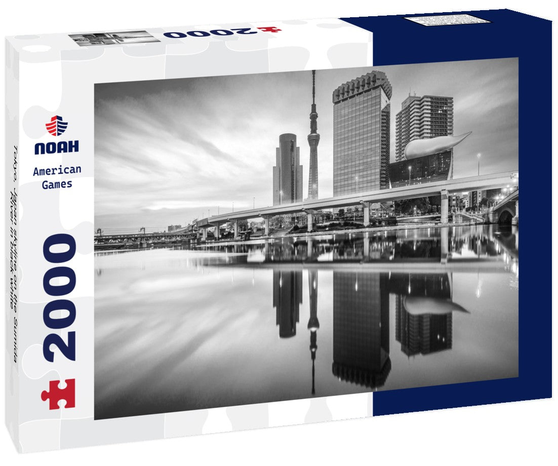 Noah Jigsaw Puzzle Tokyo, Japan skyline on the Sumida River in black white 2000 pieces