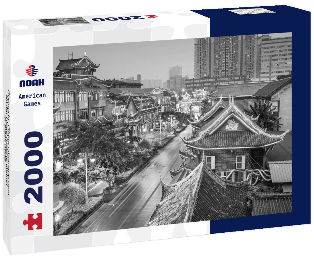 Noah Jigsaw Puzzle Chengdu, China cityscape over QIntai Road historic district in black white 2000 pieces