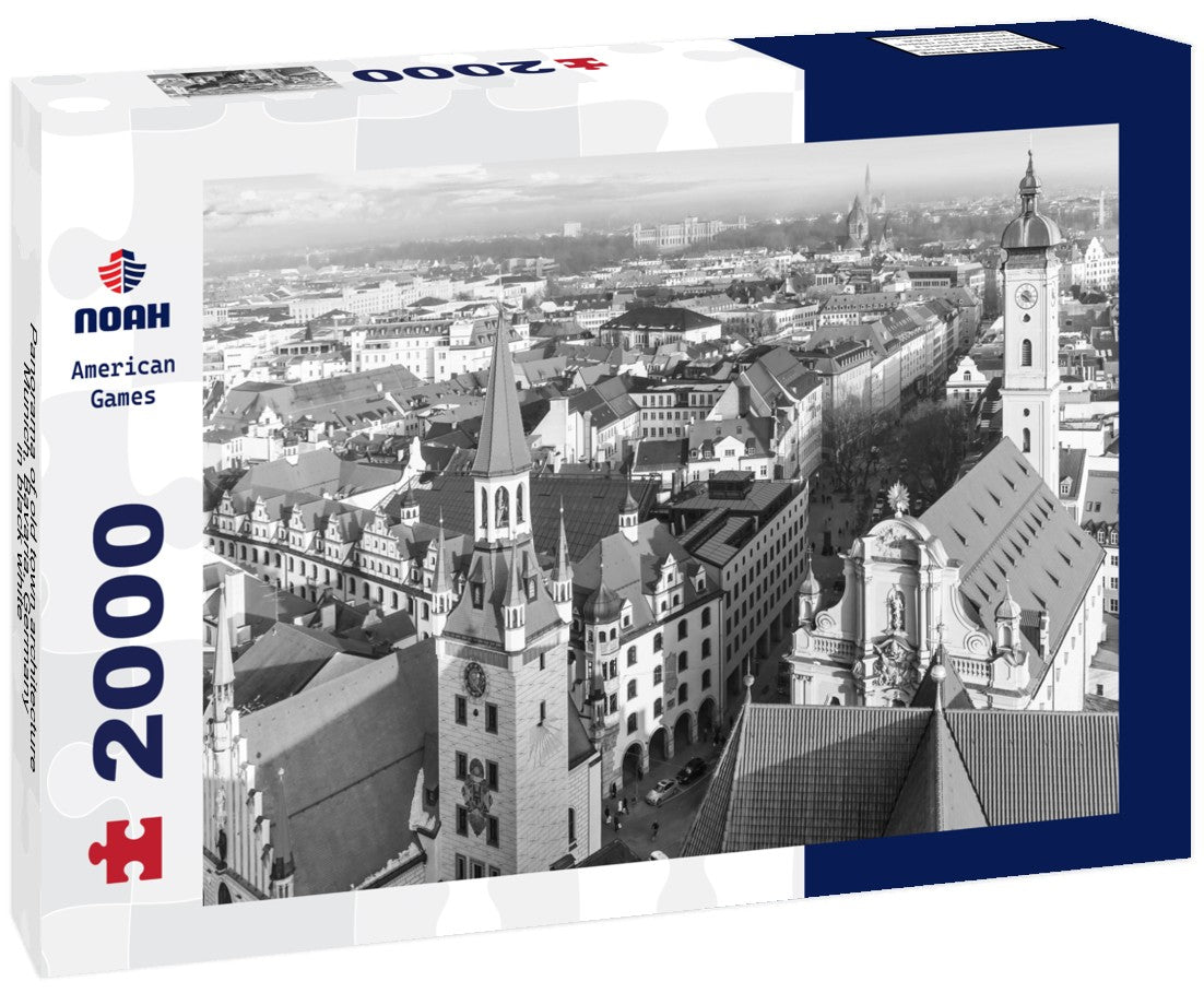 Noah Jigsaw Puzzle Panorama of old town architecture Munich, Bavaria, Germany in black white 2000 pieces
