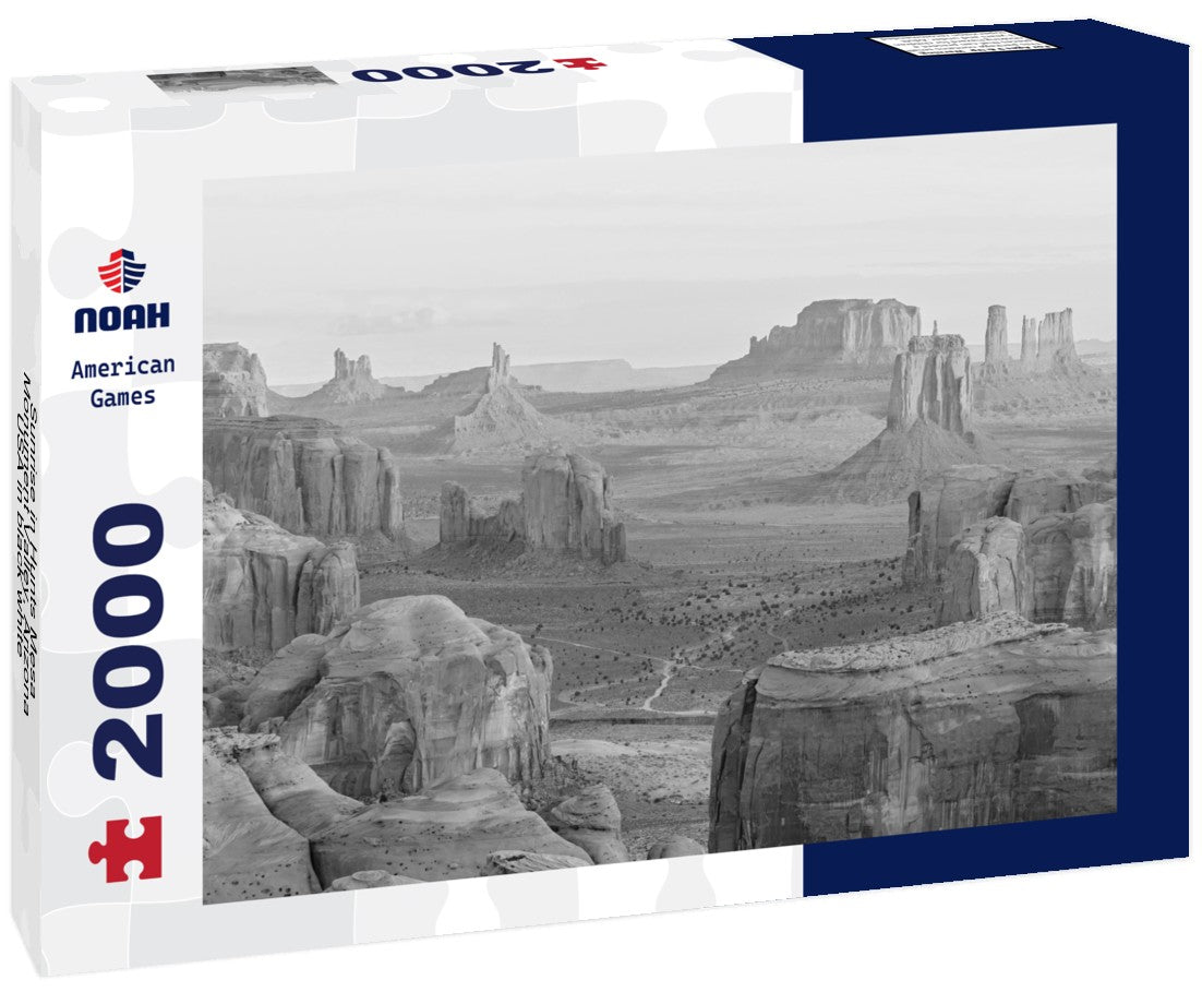 Noah Jigsaw Puzzle Sunrise in Hunts Mesa, Monument Valley, Arizona, USA in black white 2000 pieces