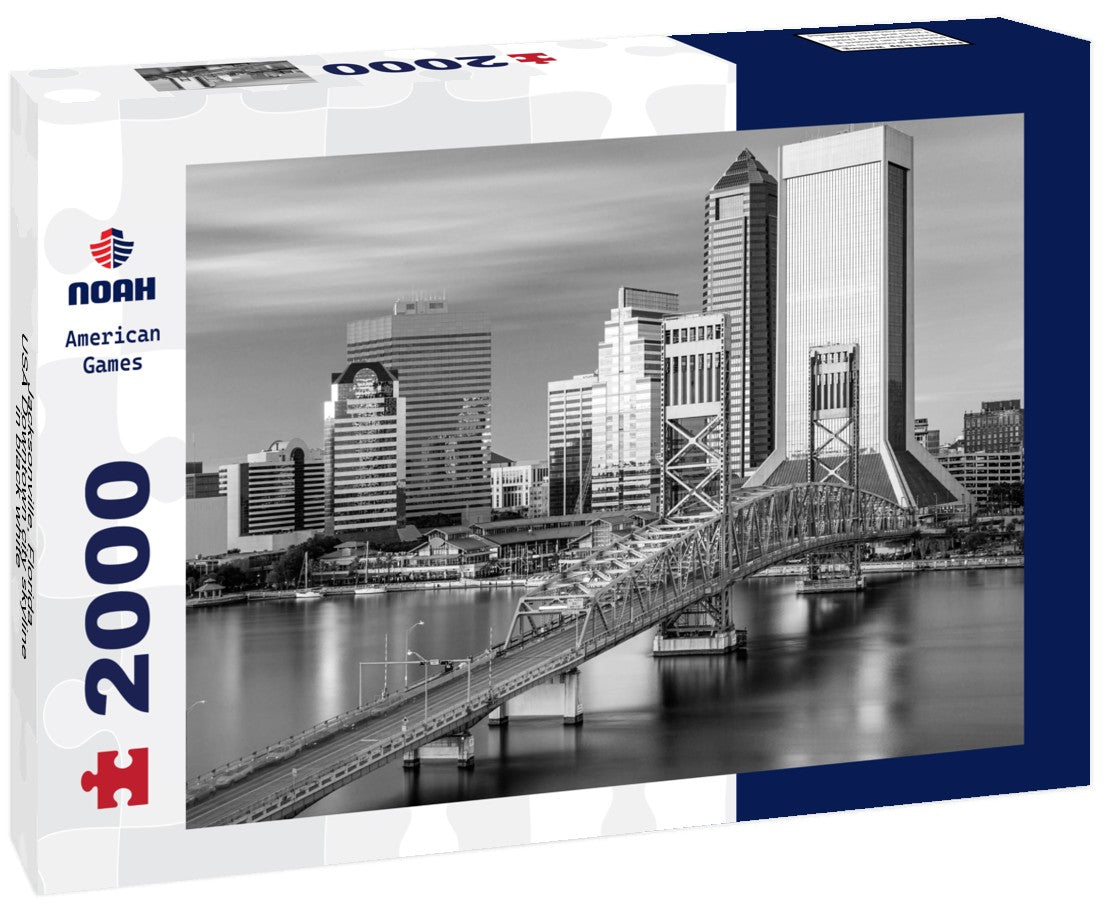 Noah Jigsaw Puzzle Jacksonville, Florida, USA Downtown city skyline in black white 2000 pieces