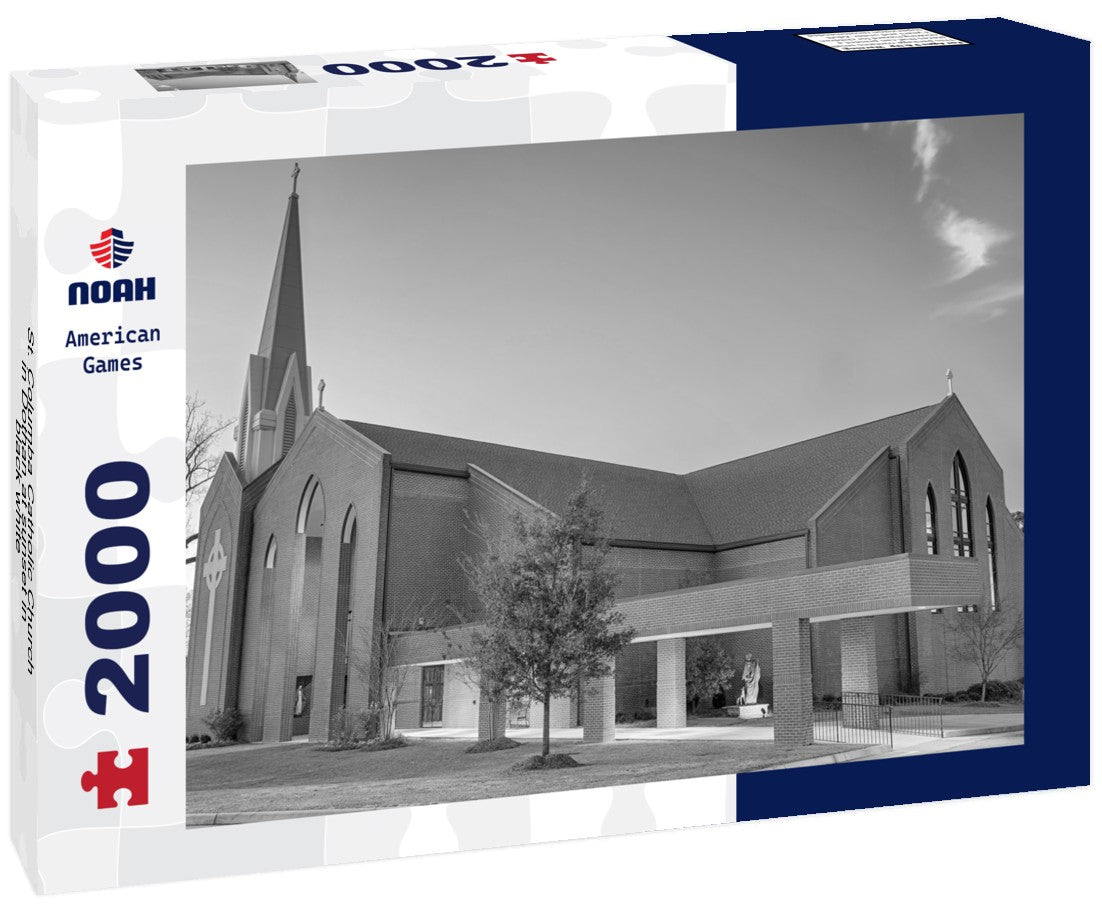 Noah Jigsaw Puzzle St. Columba Catholic Church in Dothan at sunset in black white 2000 pieces