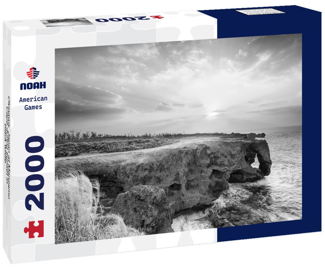 Noah Jigsaw Puzzle Okinawa, Japan at Manzamo Cape during sunset in black white 2000 pieces