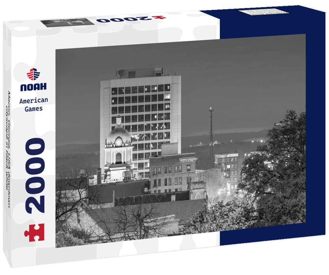 Noah Jigsaw Puzzle Macon, Georgia, USA downtown cityscape in black white 2000 pieces
