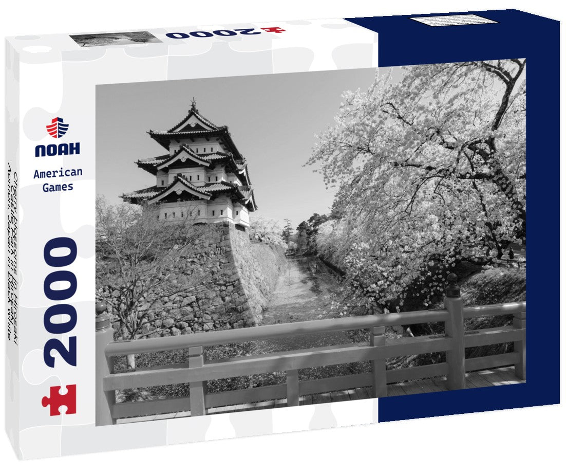 Noah Jigsaw Puzzle Cherry blossoms in Hirosaki Castle Park in Hirosaki, Aomori, Japan in black white 2000 pieces