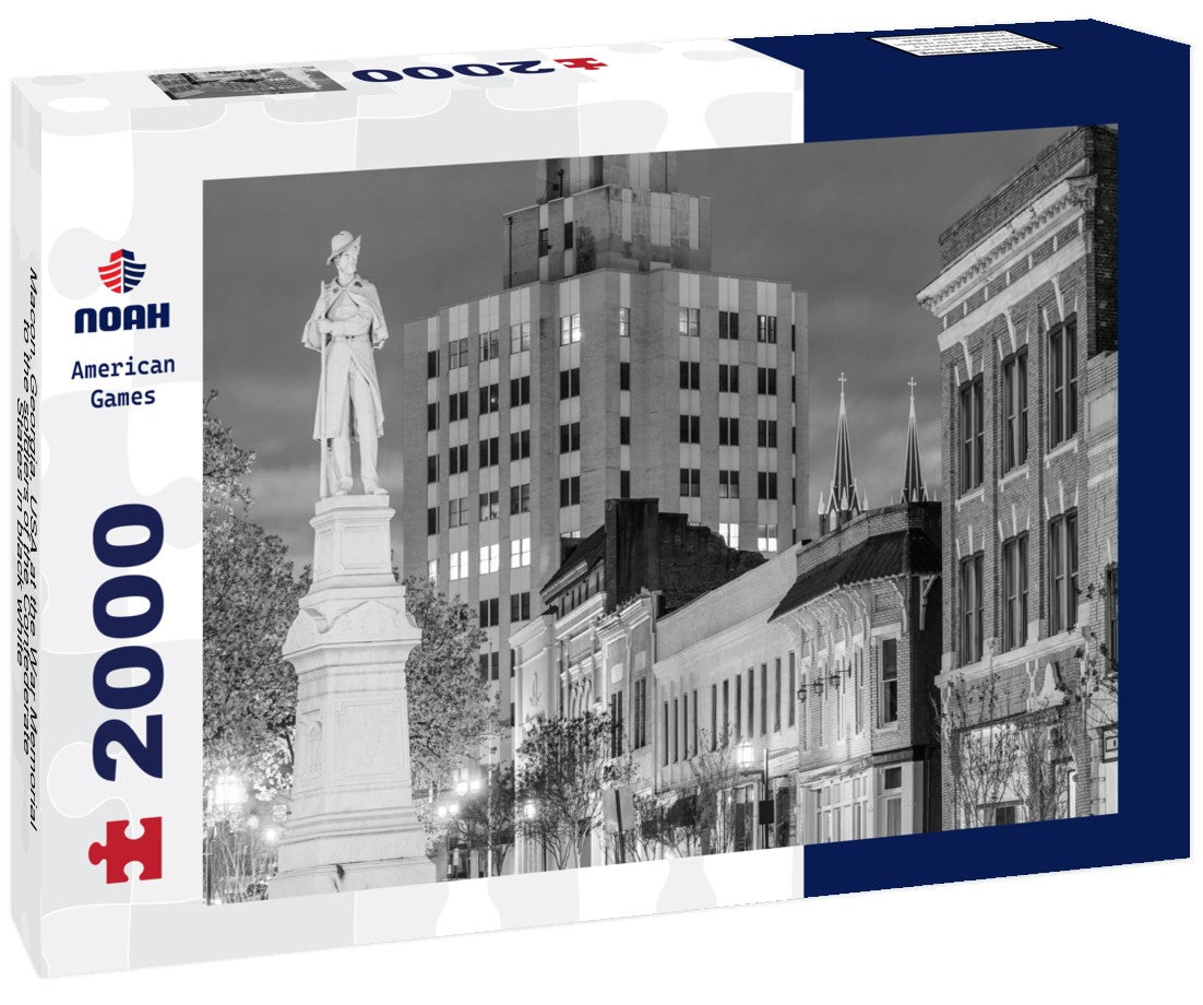 Noah Jigsaw Puzzle Macon, Georgia, USA at the War Memorial to the soldiers of the Confederate States in black white 2000 pieces