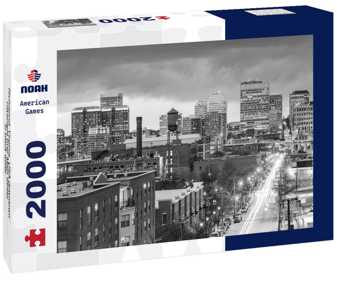 Noah Jigsaw Puzzle Richmond, Virginia, USA downtown cityscape over Main Street in black white 2000 pieces