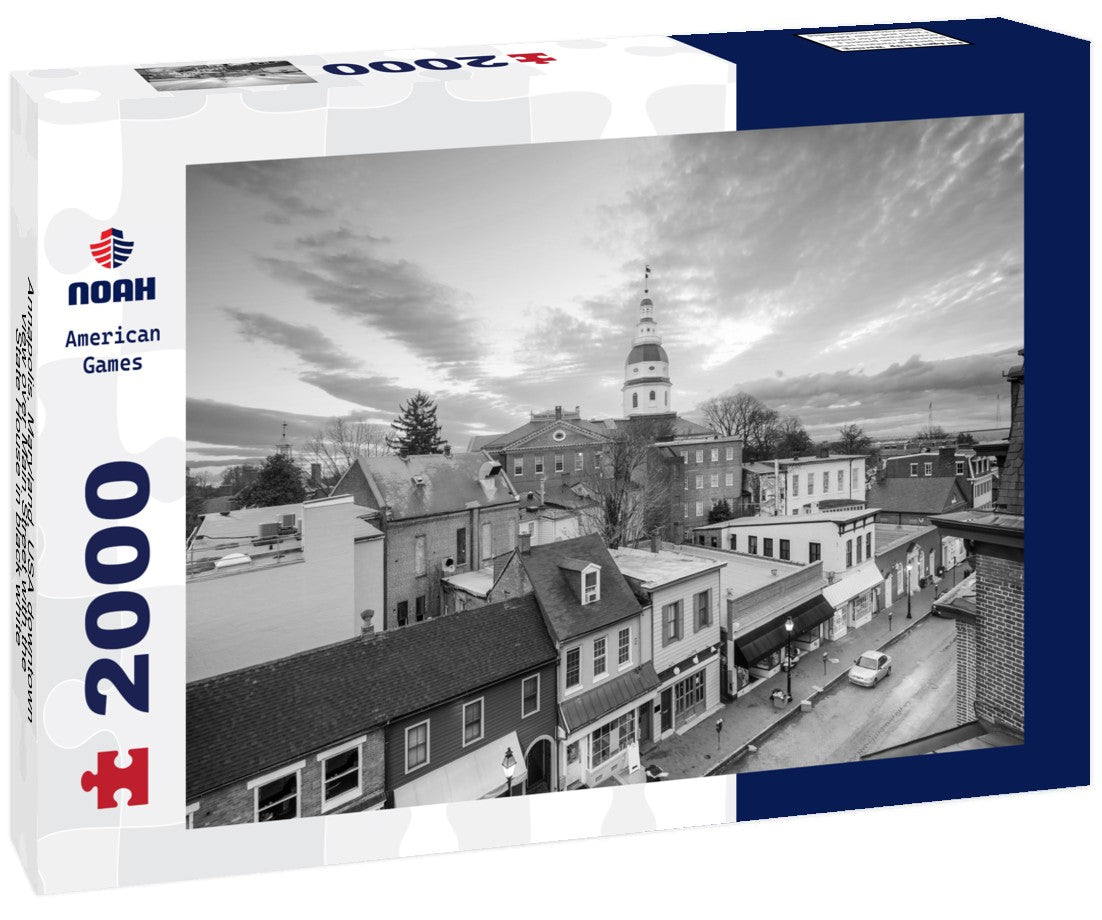Noah Jigsaw Puzzle Annapolis, Maryland, USA downtown view over Main Street with the State House in black white 2000 pieces