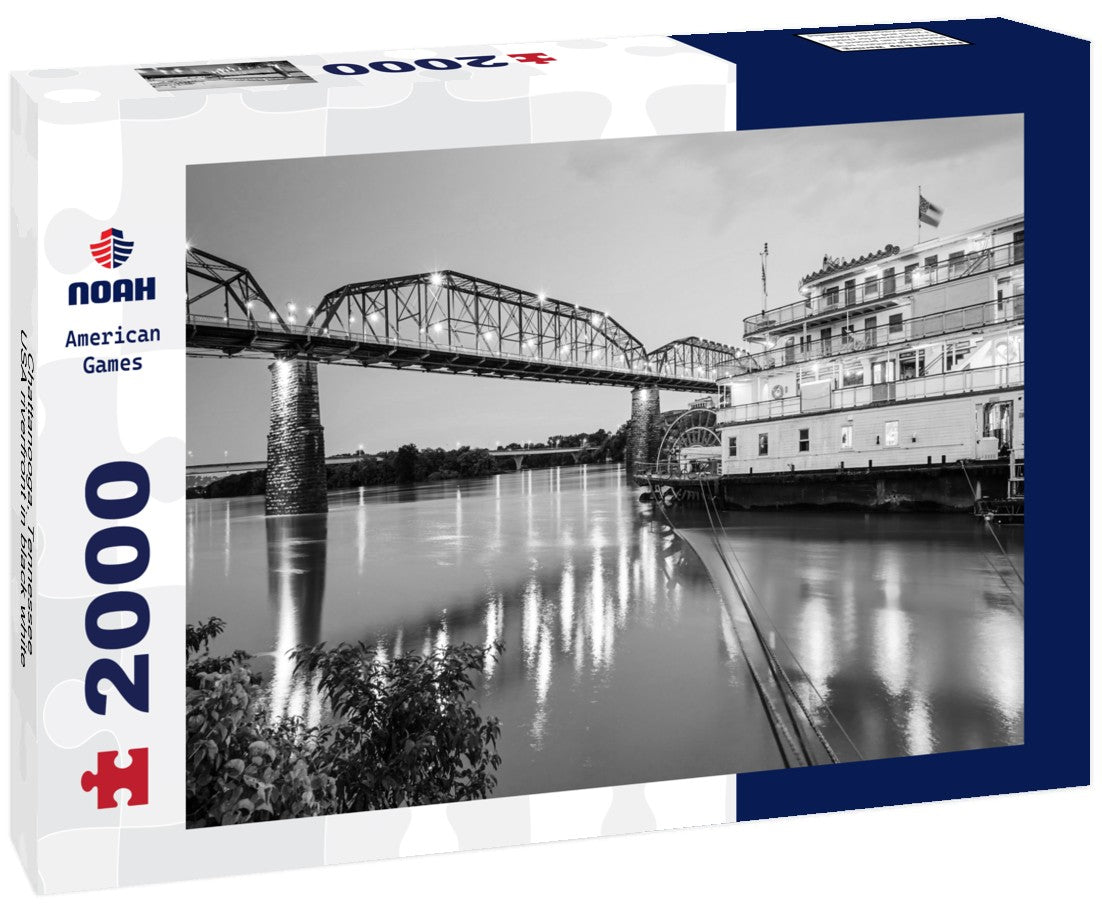 Noah Jigsaw Puzzle Chattanooga, Tennessee, USA riverfront in black white 2000 pieces