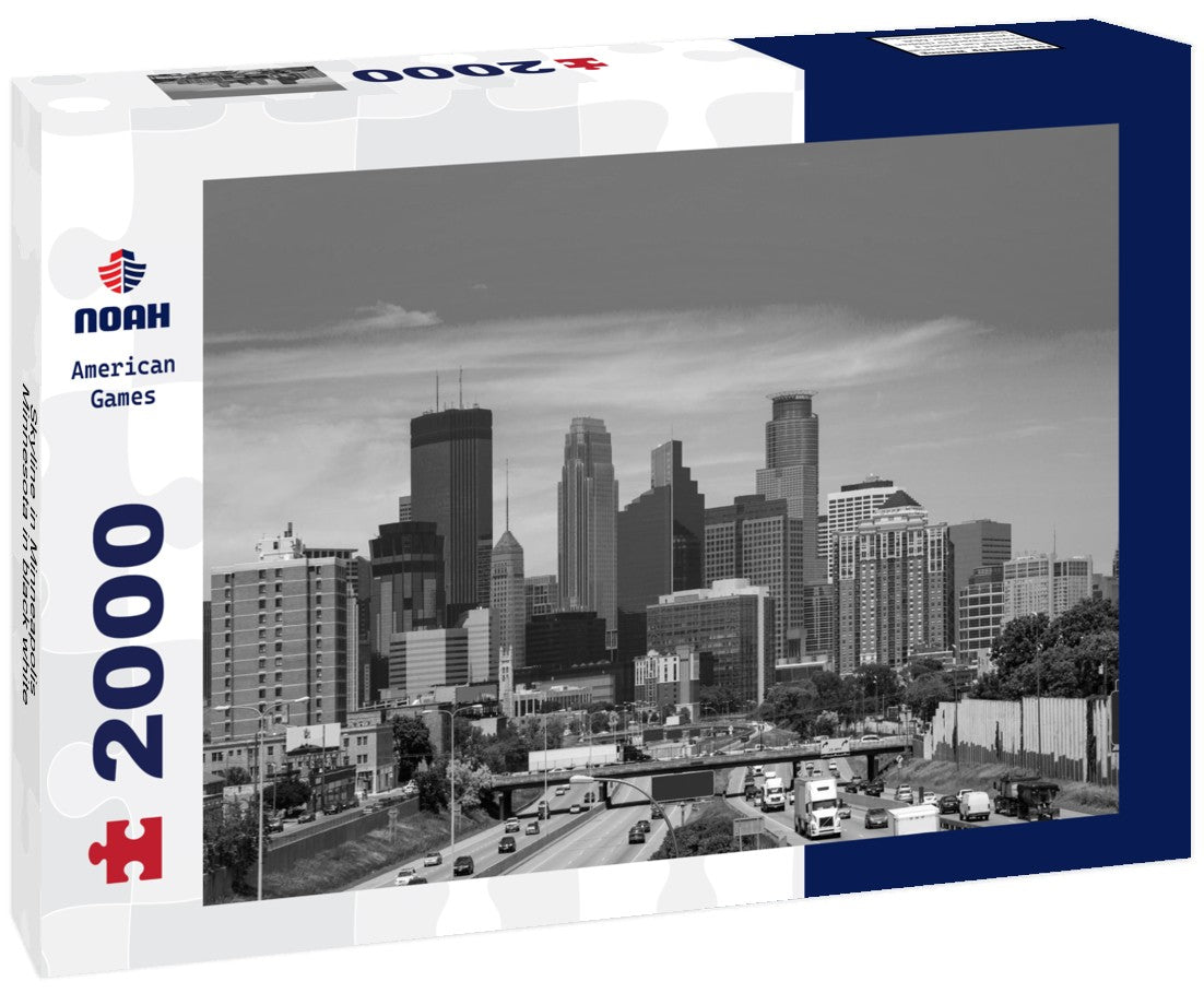 Noah Jigsaw Puzzle Skyline in Minneapolis, Minnesota in black white 2000 pieces