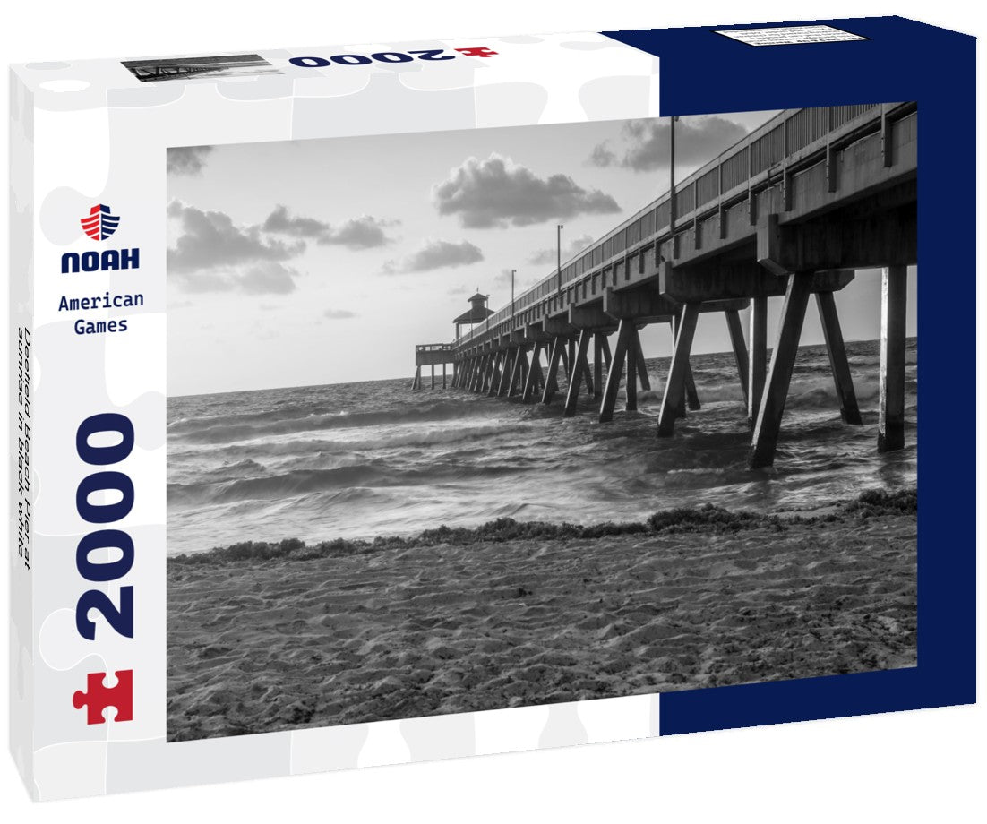 Noah Jigsaw Puzzle Deefield Beach Pier at sunrise in black white 2000 pieces