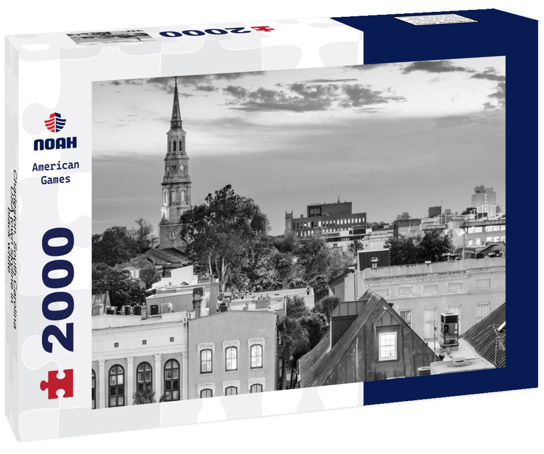 Noah Jigsaw Puzzle Charleston, South Carolina, USA town skyline in black white 2000 pieces