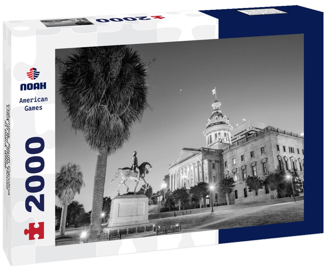 Noah Jigsaw Puzzle Columbia, South Carolina, USA at the State House in black white 2000 pieces
