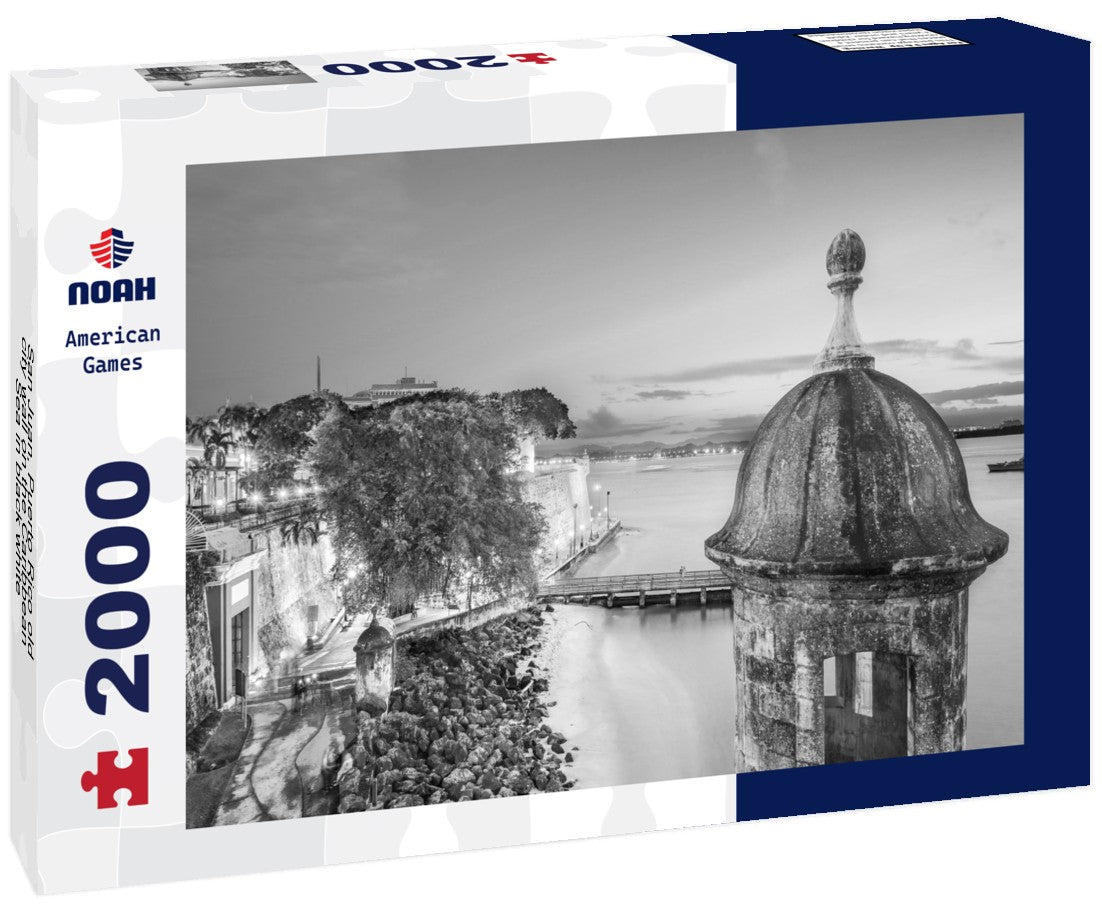 Noah Jigsaw Puzzle San Juan, Puerto Rico old city wall on the Caribbean Sea in black white 2000 pieces