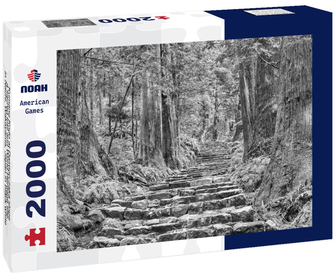 Noah Jigsaw Puzzle Kumano Kodo at Daimon-zaka slope, a sacred trail and World Heritage site in Nachi, Wakayama, Japan in black white 2000 pieces