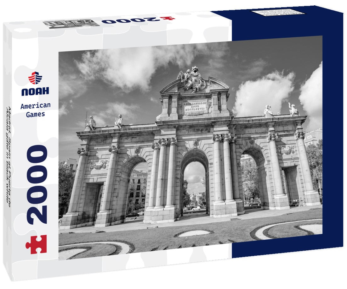 Noah Jigsaw Puzzle Madrid, Spain at Puerta de Alcala gate in black white 2000 pieces