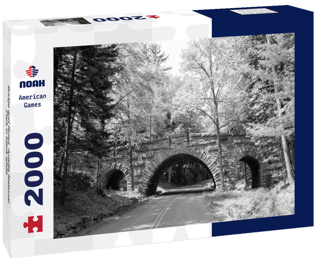 Noah Jigsaw Puzzle Bridge and Road, Acadia National Park in black white 2000 pieces