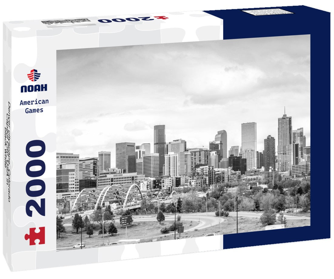 Noah Jigsaw Puzzle Denver cityscape, Colorado Capitol City, USA in black white 2000 pieces
