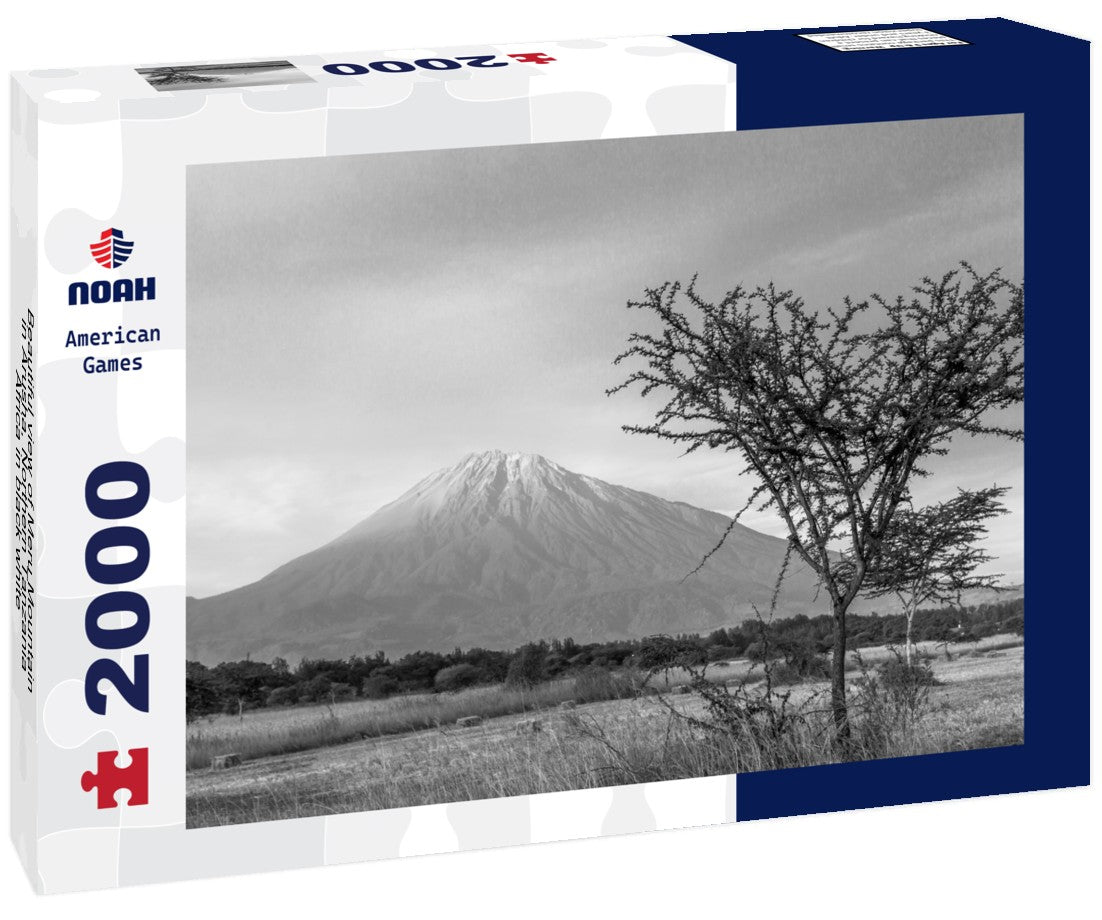Noah Jigsaw Puzzle Beautiful view of Meru Mountain in Arusha, Northern Tanzania, Africa in black white 2000 pieces
