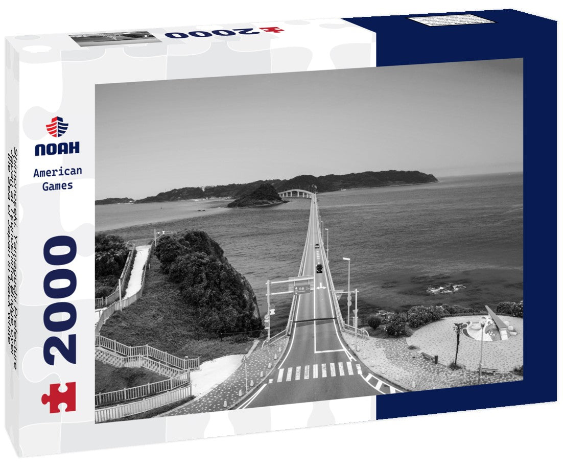 Noah Jigsaw Puzzle Shimonoseki, Yamaguchi Prefecture, Japan at Tsunoshima Bridge over the Sea of Japan in black white 2000 pieces