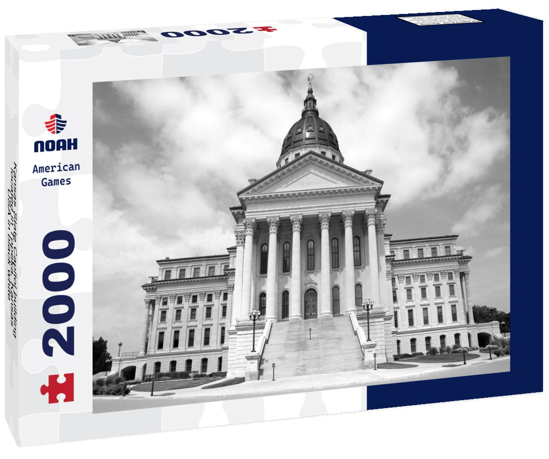 Noah Jigsaw Puzzle Kansas State Capitol building located in Topeka, Kansas, USA in black white 2000 pieces