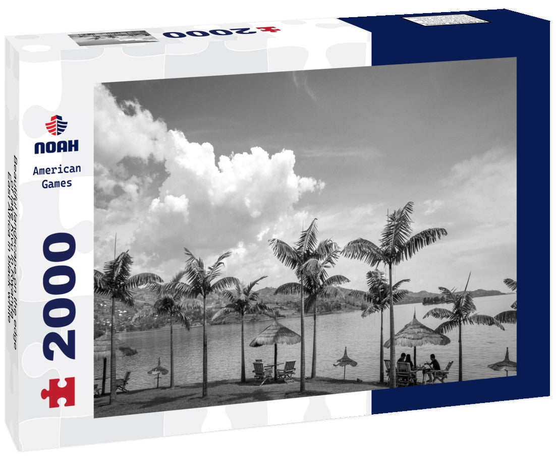 Noah Jigsaw Puzzle Beautiful landscape on the edge of lake Kivu in Rwanda, East Africa in black white 2000 pieces