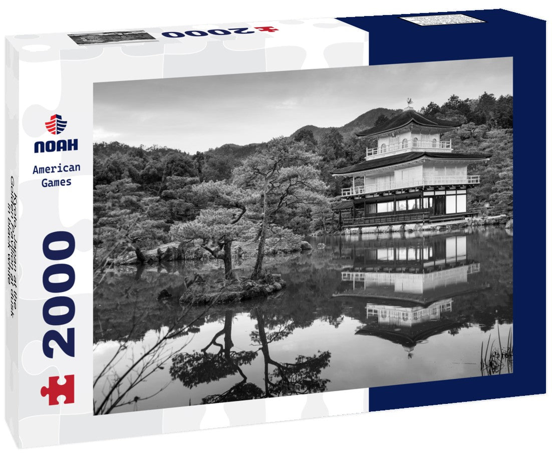 Noah Jigsaw Puzzle Kyoto, Japan at the Golden Pavilion at dusk in black white 2000 pieces