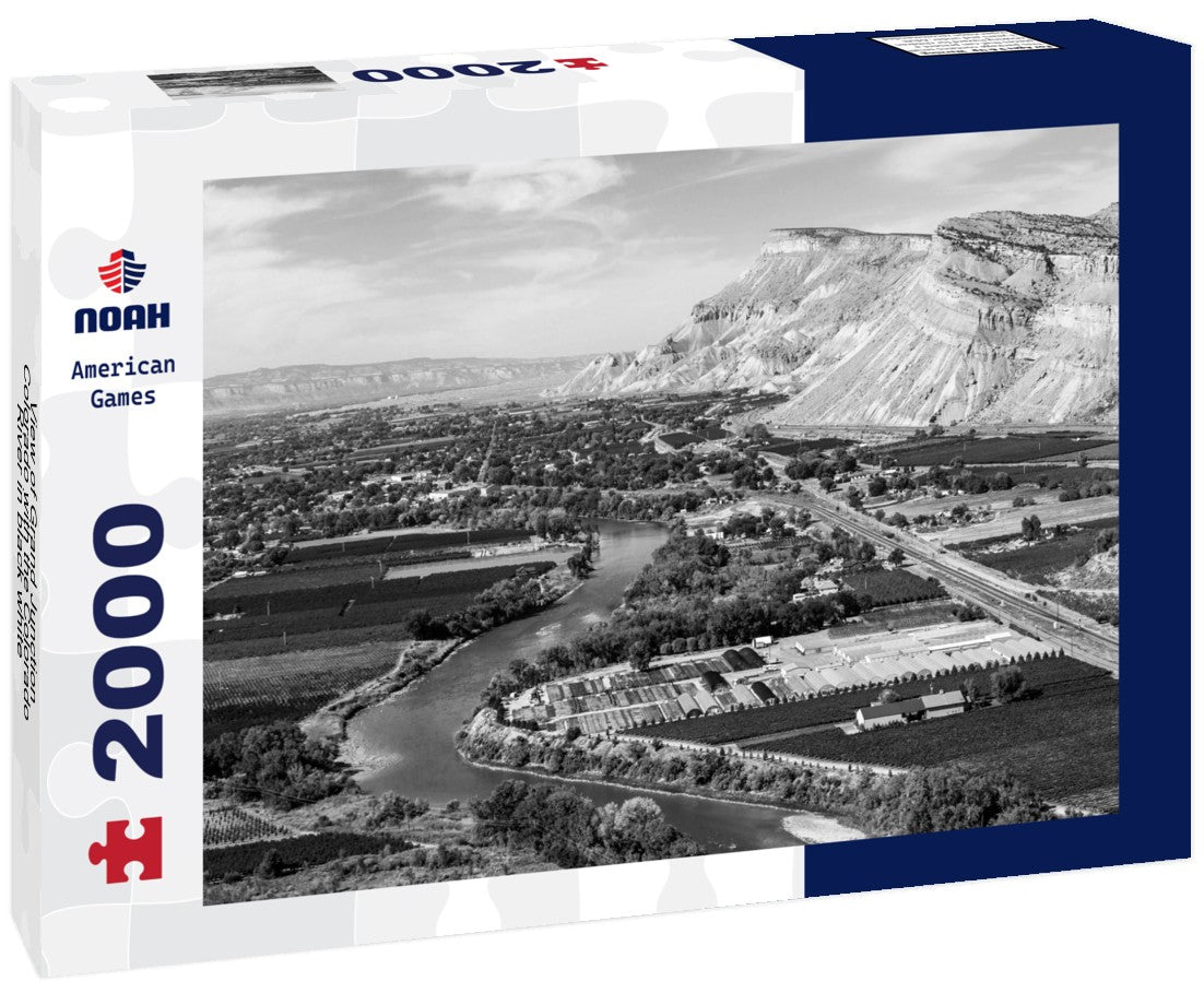Noah Jigsaw Puzzle View of Grand Junction, Colorado with the Colorado River in black white 2000 pieces