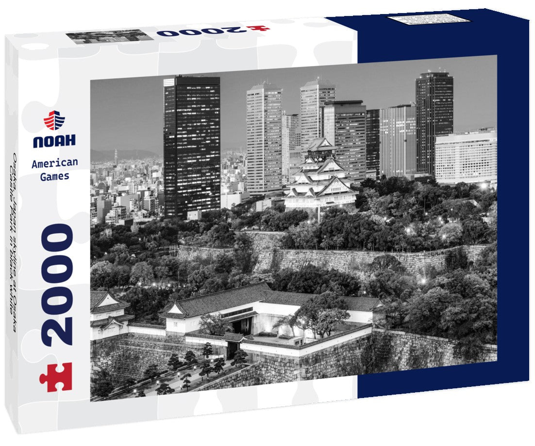 Noah Jigsaw Puzzle Osaka, Japan skyline at Osaka Castle Park in black white 2000 pieces