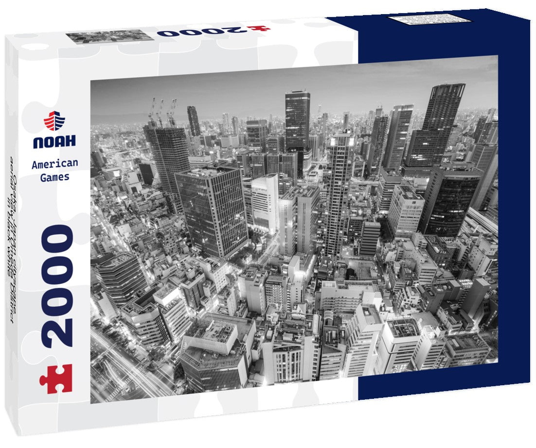 Noah Jigsaw Puzzle Osaka, Japan cityscape aerial view in Umeda District in black white 2000 pieces